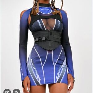 Namilia Blue and Black Bodycon Dress